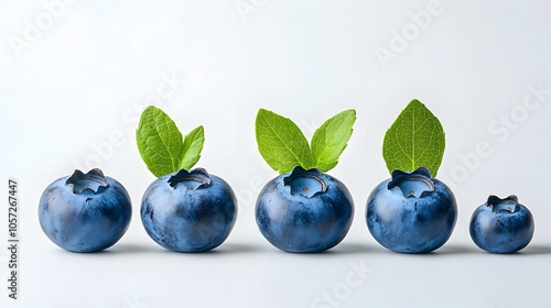 Closeup of a luscious ripe blueberry with a deep blue hue isolated against a simple pure white background This photograph showcases the natural beauty and vibrant color of this healthy