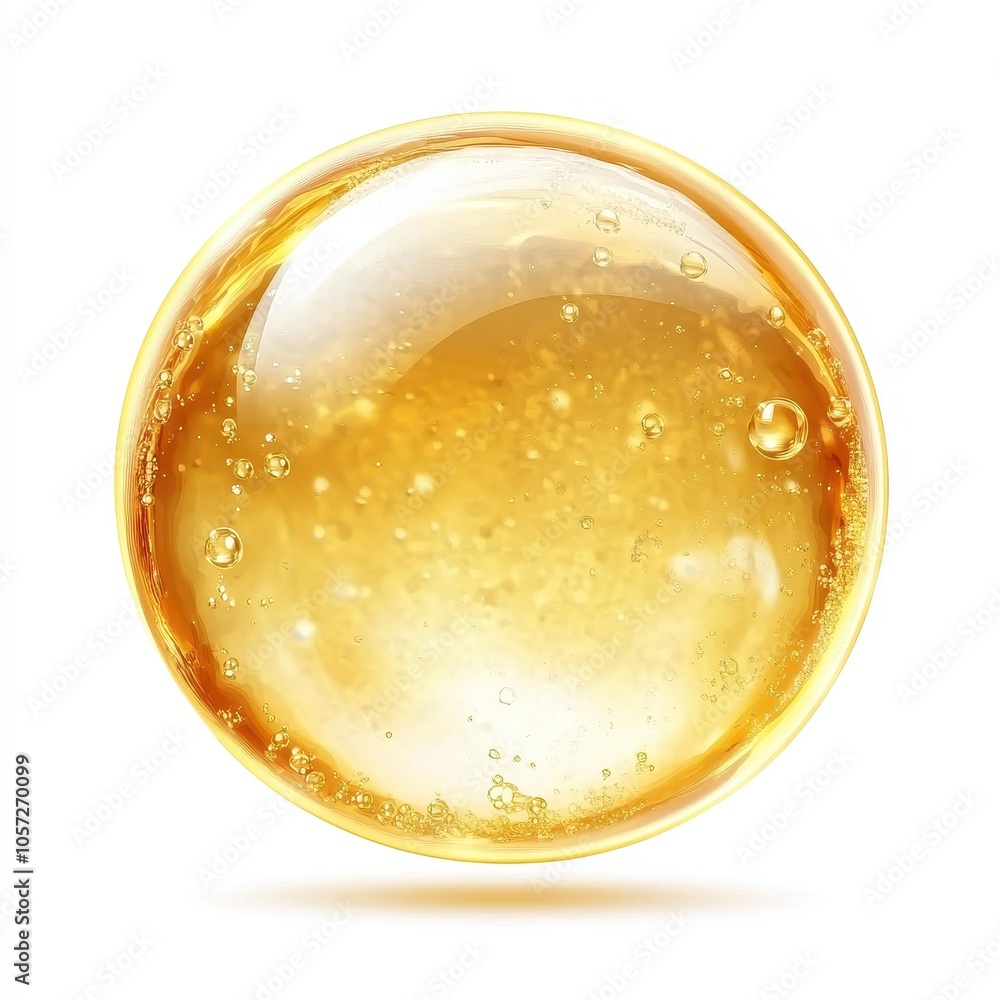 Golden Liquid Oil Bubble on White Background Golden Liquid Oil Bubble on White Background
