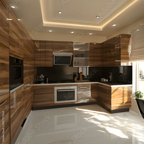 modern kitchen interior with kitchen. Generative AI