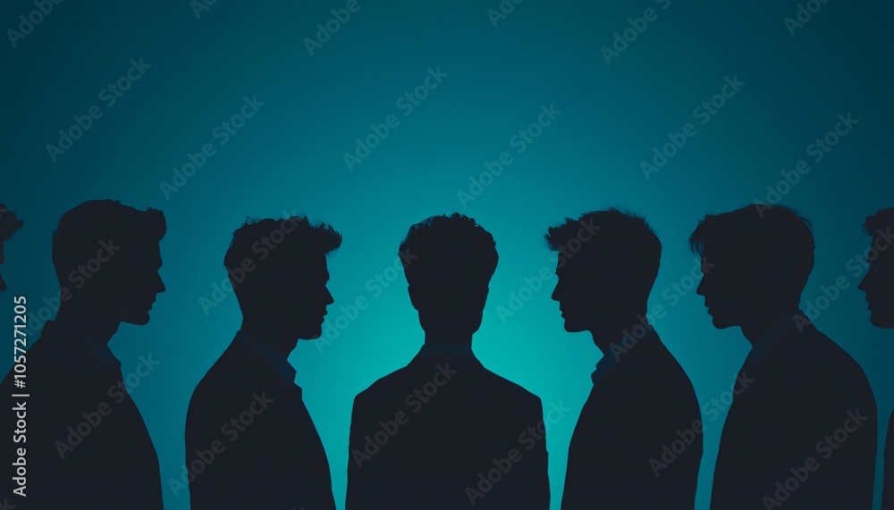Silhouettes of multiple individuals against a colorful background, creating a sense of mystery and contemplation. Silhouettes of multiple individuals against a colorful background, creating a sense of mystery and contemplation.