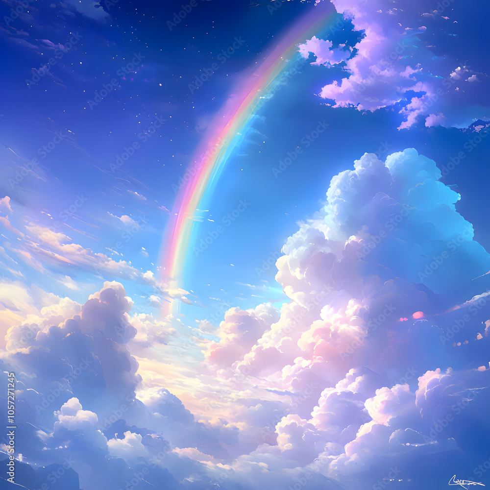 rainbow over the clouds. Generative AI rainbow over the clouds. Generative AI