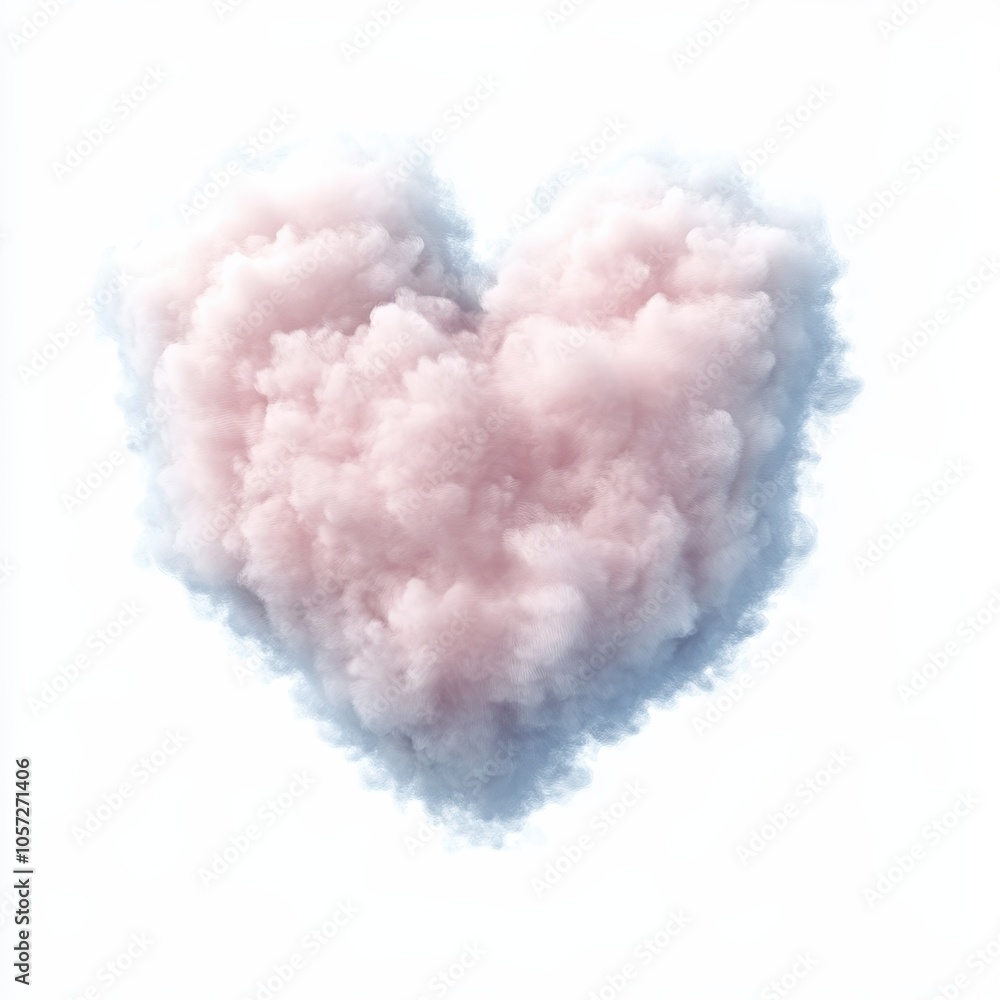Soft Pink Heart-Shaped Cloud in Clear Sky Soft Pink Heart-Shaped Cloud in Clear Sky