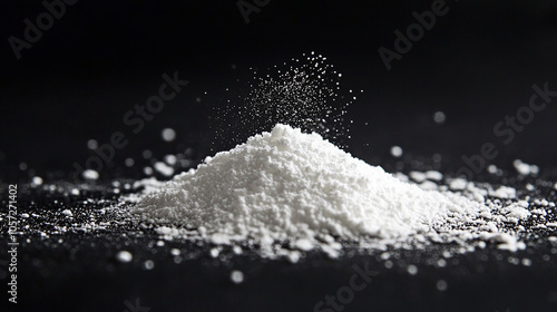 Black background with scattered white powder