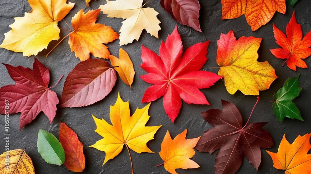 Vibrant Autumn Leaves on Black Background, Colorful Fall Foliage Collection for Seasonal Designs Vibrant Autumn Leaves on Black Background, Colorful Fall Foliage Collection for Seasonal Designs