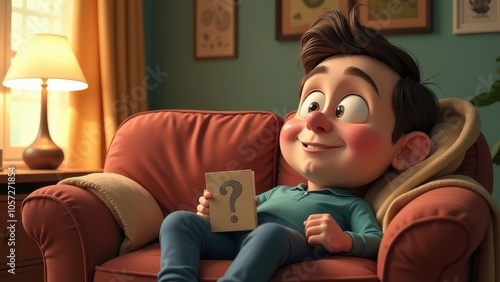 Slacker man lying on sofa