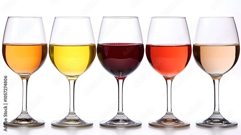 A vibrant selection of wine glasses showcasing various types of wine. A vibrant selection of wine glasses showcasing various types of wine.