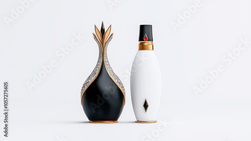 Elegant luxury perfume bottles adorned with intricate  detailing. Sophisticated fragrance packaging showcasing timeless beauty and refined opulence Brainstorming Advertising Marketing photo