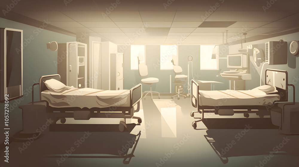 hospital room in hospital. Generative AI hospital room in hospital. Generative AI