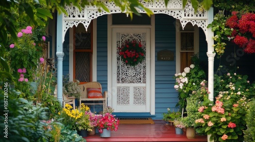 Charming Australian Cottage with Vibrant Flower Display photo