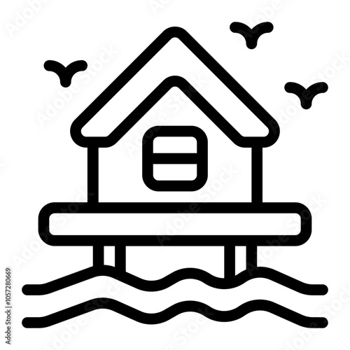 Rumah kayu Line Icon