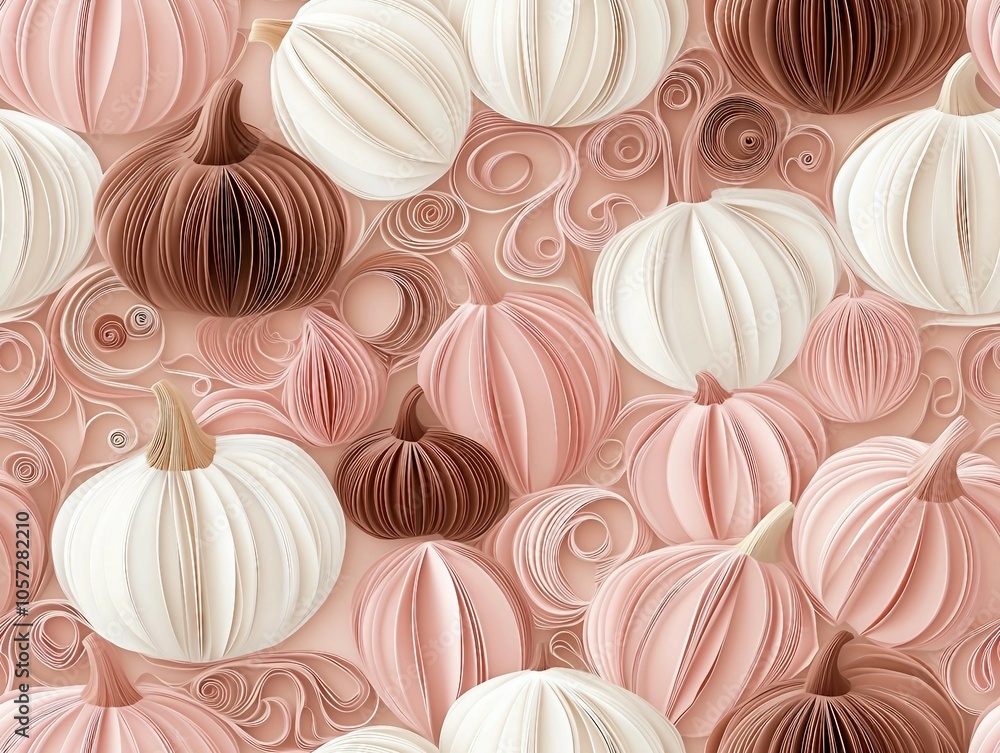 Fototapeta premium seamless pattern of a 3D Pumpkins.