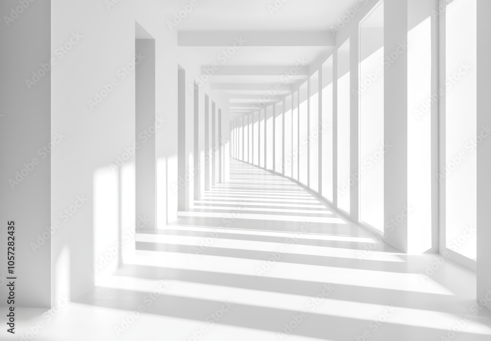 Fototapeta premium White Corridor with Windows.