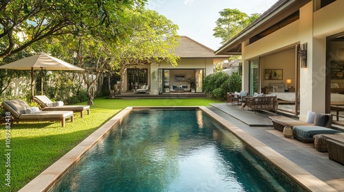 Wallpaper Mural Charming Outdoor Villa with Inviting Pool Space Torontodigital.ca