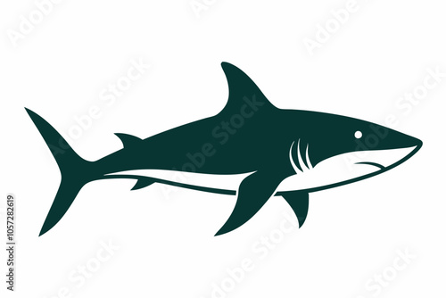 Colorful African Shark Silhouette Vector on White Background