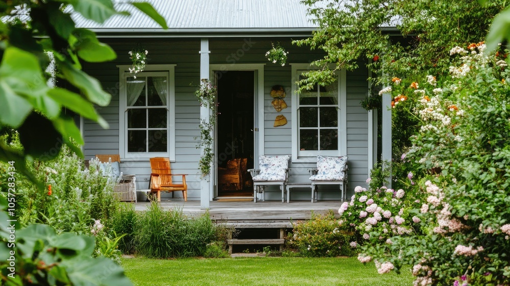 Obraz premium Charming Aussie Home Surrounded by Lush Gardens