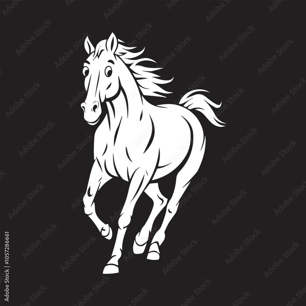 Running white horse vector illustration on black background. Running white horse vector illustration on black background.