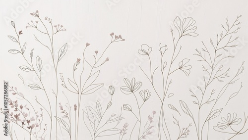Delicate Botanical Line Art Pattern
