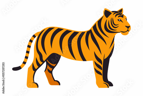 Colorful African Tiger Silhouette Vector on White Background