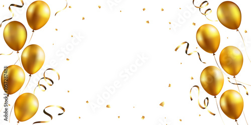 Gold balloons and glitter background
 photo