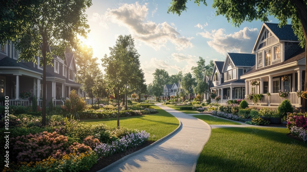 Tranquil Summer Afternoon in a Beautiful Neighborhood Tranquil Summer Afternoon in a Beautiful Neighborhood