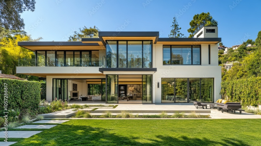 Fototapeta premium Modern Luxury Home with Elegant Design and Sleek Lines