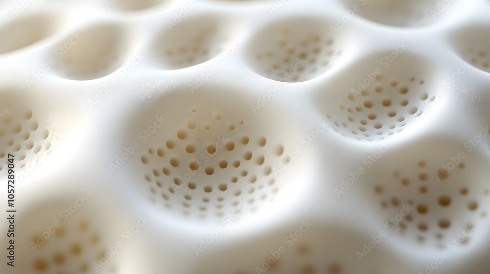 Extreme close-up of golf ball surface highlighting dimple pattern texture in cream white, featuring geometric patterns and soft focus in minimalist sports style. Extreme close-up of golf ball surface highlighting dimple pattern texture in cream white, featuring geometric patterns and soft focus in minimalist sports style.