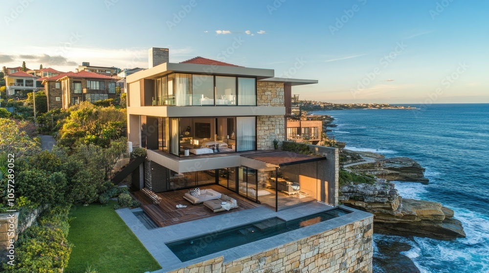 Fototapeta premium Elegant Contemporary Home with Ocean View