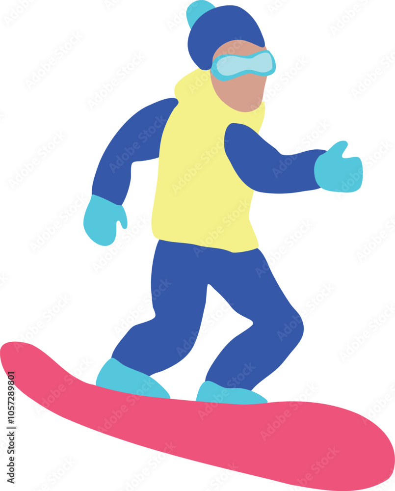 Obraz premium Cartoon Snowboarder vector illustration isolated on white background