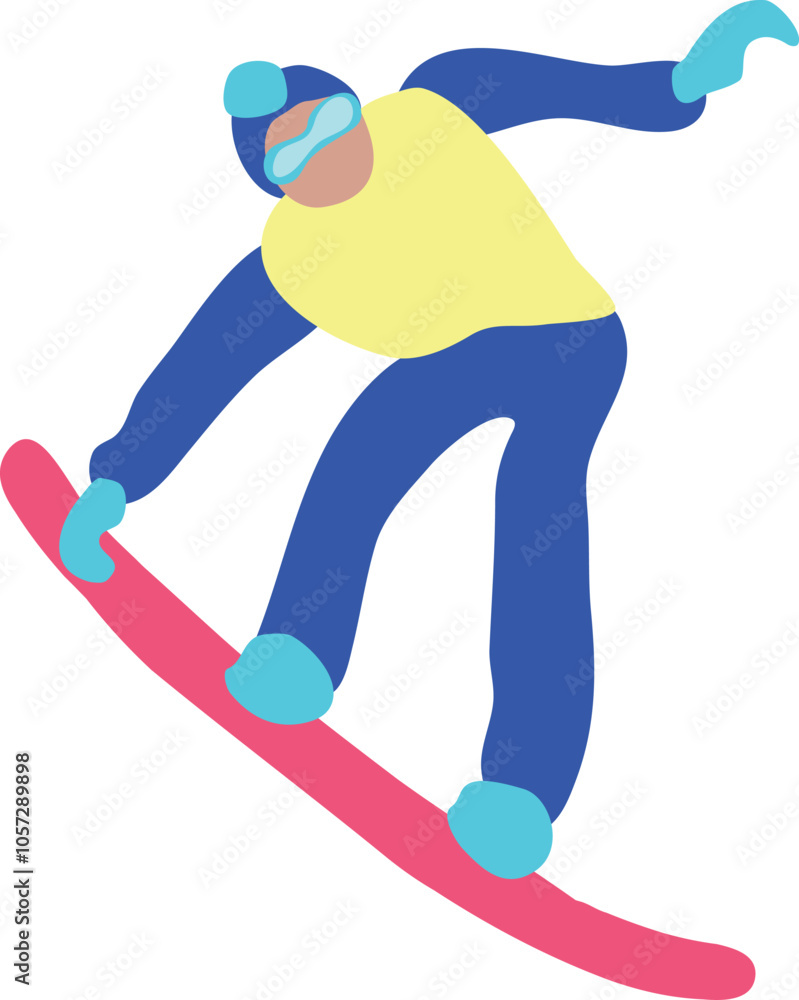 Obraz premium Cartoon Snowboarder vector illustration isolated on white background
