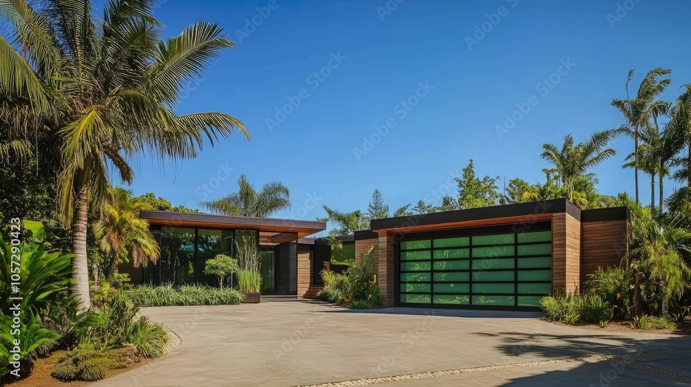 Fototapeta premium Modern Home with Lush Green Surroundings