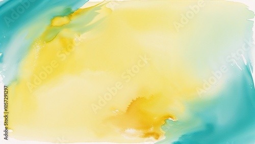 A soft abstract watercolor background in yellow and teal tones, ideal for creative projects or as a calming backdrop.
