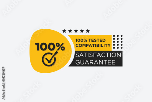One hundred percent tested compatibility. vector icon, label, badge, and logo for business product