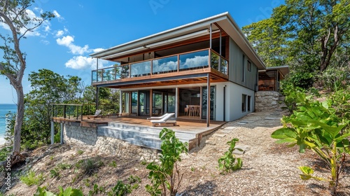 Modern Two-Level Home Surrounded by Nature