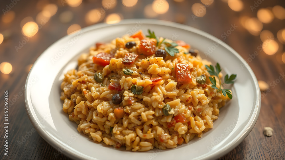 Plate of delicious pumpkin and taleggio risotto, Italian Food Plate of delicious pumpkin and taleggio risotto, Italian Food