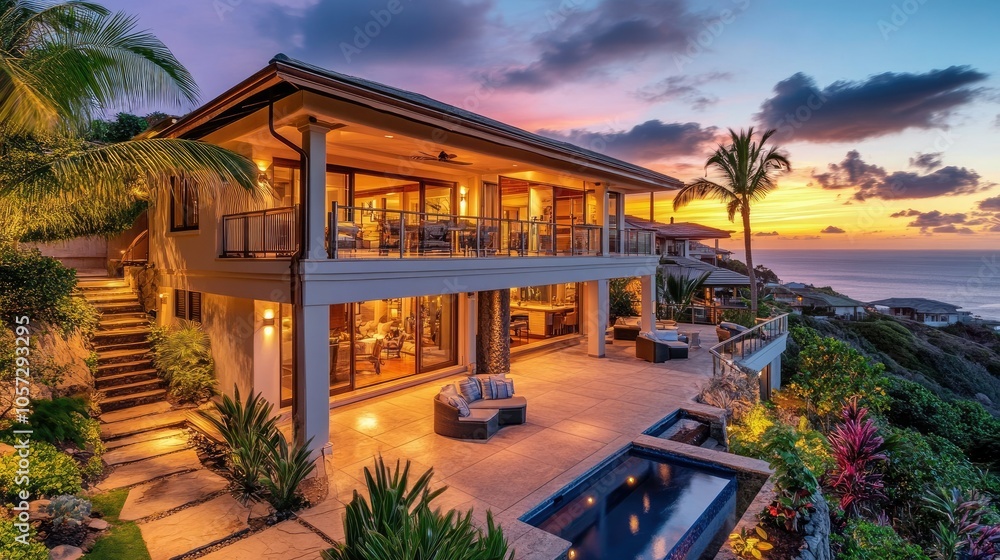 Obraz premium Stunning Contemporary Home with Sunset Views