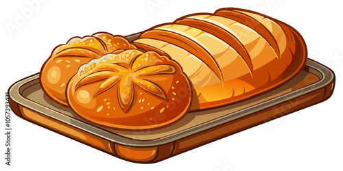 bread in a plate isolated on white background
