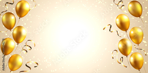 Gold balloons and glitter background
