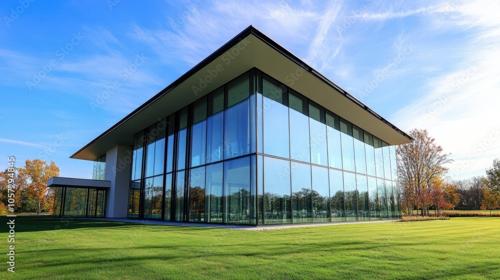 Modern Architectural Marvel with Expansive Glass Facade Modern Architectural Marvel with Expansive Glass Facade