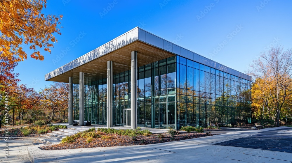 Modern Architectural Marvel with Expansive Glass Facade Modern Architectural Marvel with Expansive Glass Facade