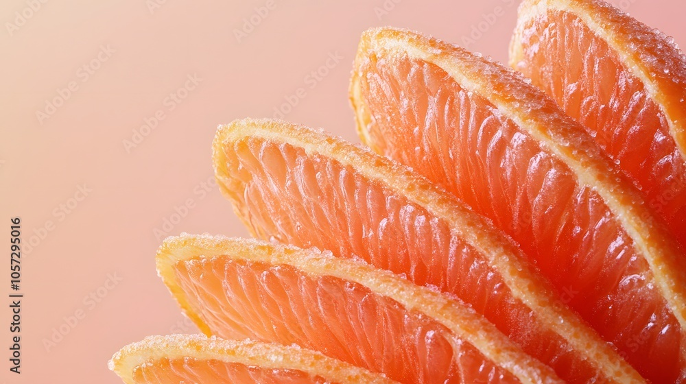 Peeled mandarin orange segments in fan arrangement, showcasing vibrant orange color and juicy citrus flesh on beige background with studio lighting and minimalist style. Peeled mandarin orange segments in fan arrangement, showcasing vibrant orange color and juicy citrus flesh on beige background with studio lighting and minimalist style.