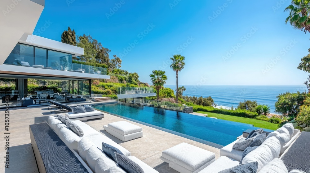 Fototapeta premium Modern Stylish Residence with Ocean View and Pool