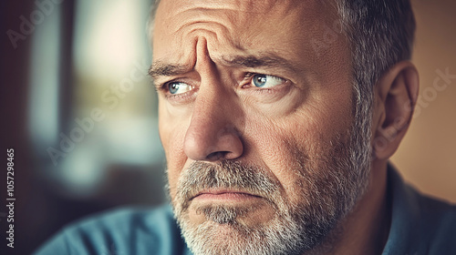 Concerned man with a look of worry troubled face