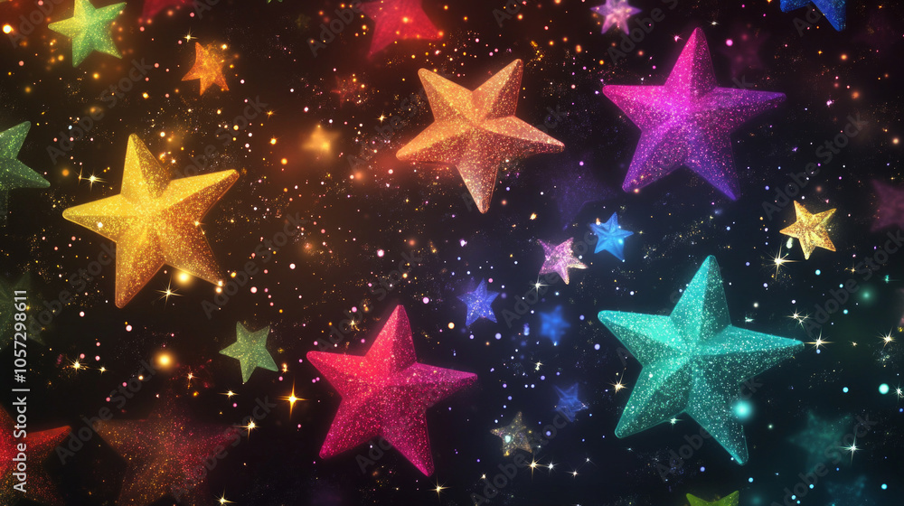 A vibrant night sky filled with colorful stars sparkling in the darkness creates a magical and enchanting atmosphere A vibrant night sky filled with colorful stars sparkling in the darkness creates a magical and enchanting atmosphere