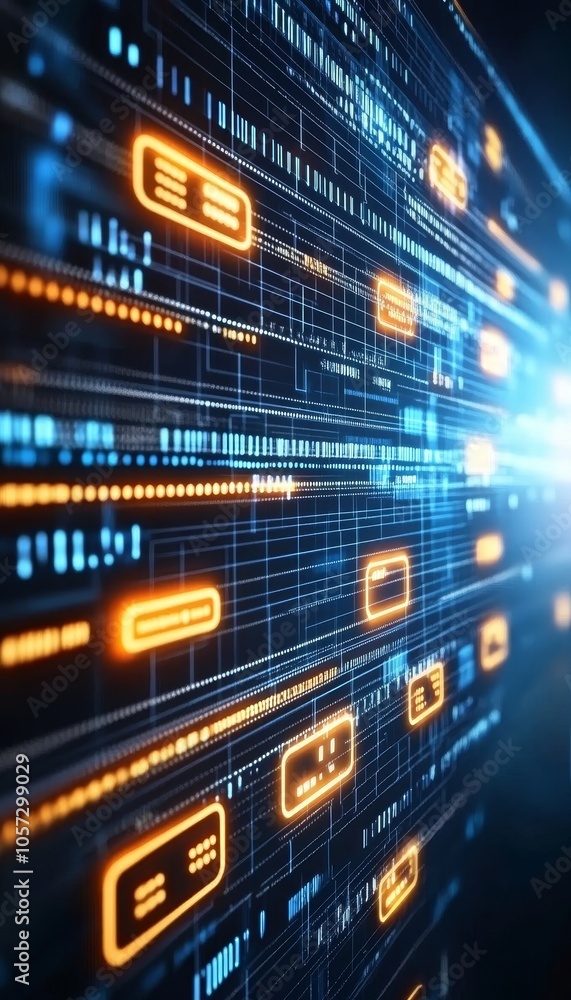 Futuristic Server Room Glowing Data Streams Illustrating Big Data Concept. Advanced Technology Futuristic Server Room Glowing Data Streams Illustrating Big Data Concept. Advanced Technology