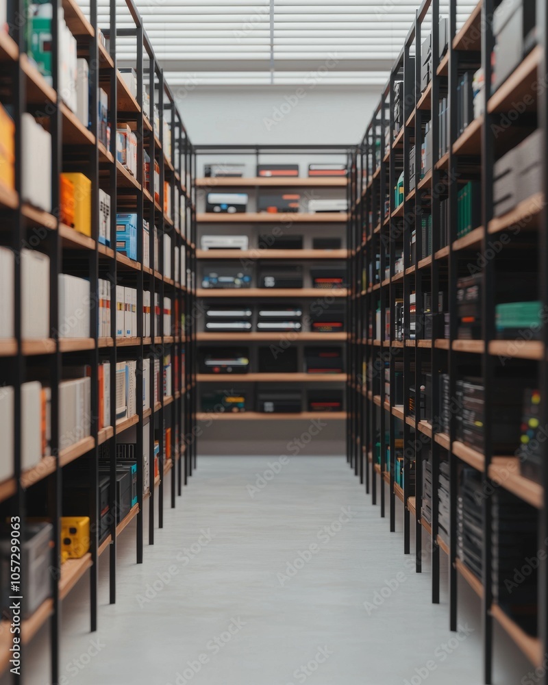 Obraz premium Retro Game Store with Console Shelves