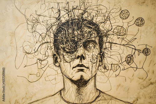 Wallpaper Mural A Man's Face Surrounded by Abstract Lines and Shapes Torontodigital.ca