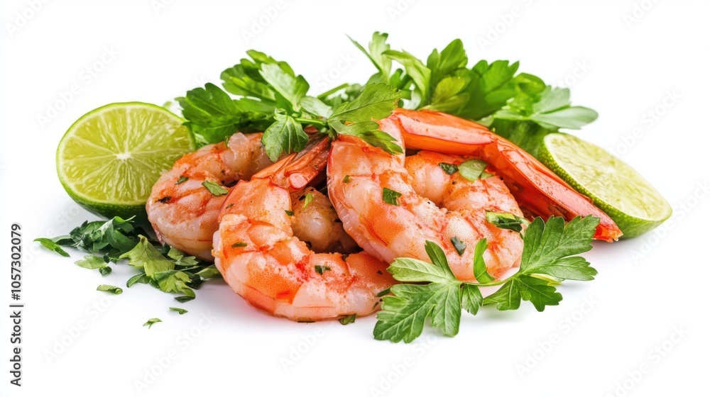 Floating Isaan-style spicy shrimp salad with fresh herbs and lime Floating Isaan-style spicy shrimp salad with fresh herbs and lime