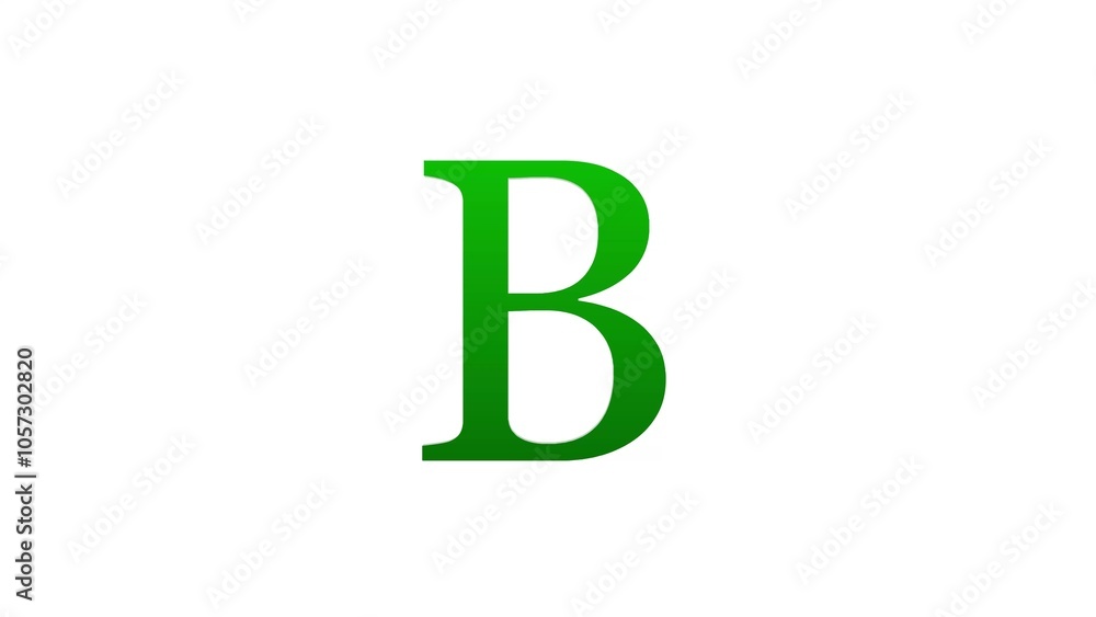 3d B letter logo loopable rotated green color white background 3d B letter logo loopable rotated green color white background