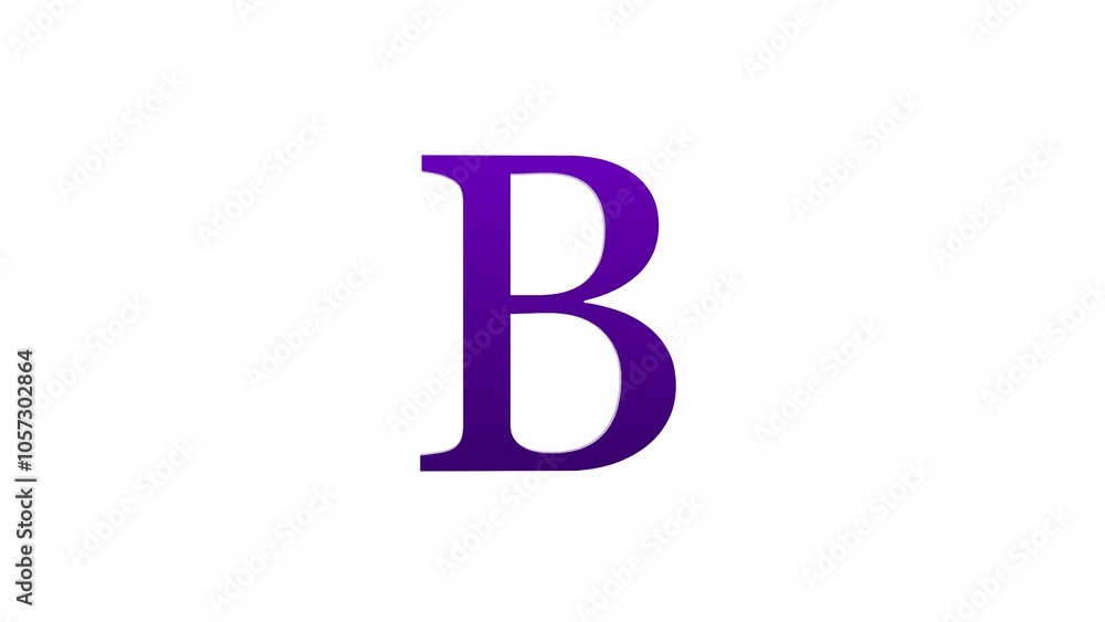 3d B letter logo loopable rotated purple color white background 3d B letter logo loopable rotated purple color white background
