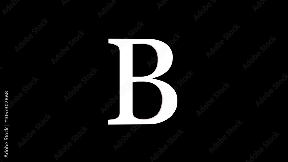 3d B letter logo loopable rotated white color black background 3d B letter logo loopable rotated white color black background